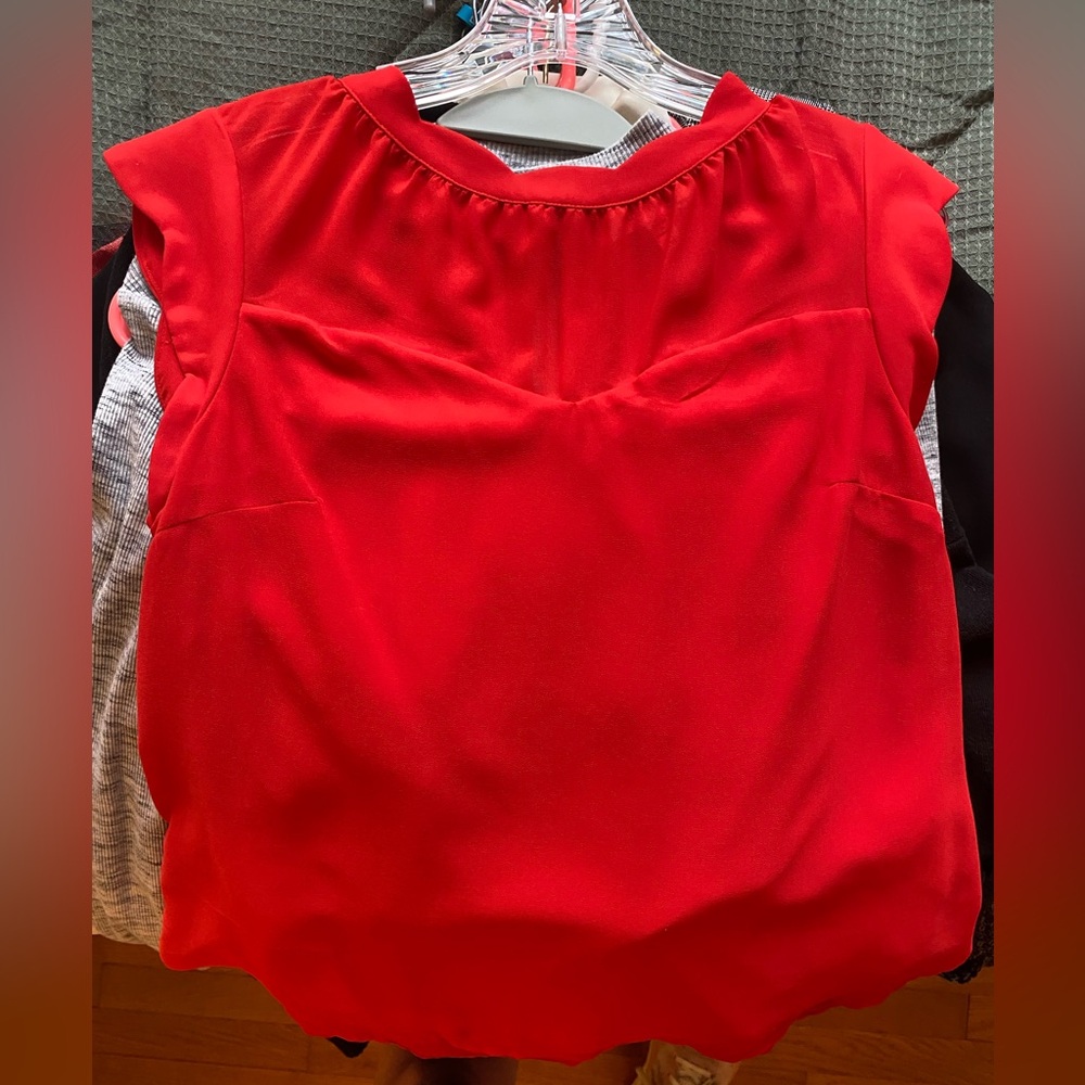 Women's Red Cap-Sleeve Blouse - Elegant Everyday Top